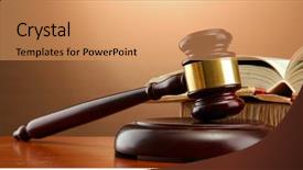  Presentation with law books - Audience pleasing PPT theme consisting of constitutional law - wooden gavel and books backdrop and a coral colored foreground