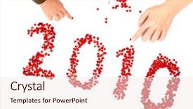  Presentation with happy new year - Amazing presentation theme having constraction - 2010 happy new year backdrop and a sky blue colored foreground