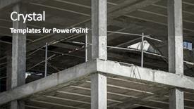  Presentation with concrete construction - Audience pleasing theme consisting of constraction - building construction concrete beams backdrop and a dark gray colored foreground