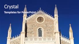  Presentation with facade - Theme having constraction - facade of san jeronimo el background and a  colored foreground