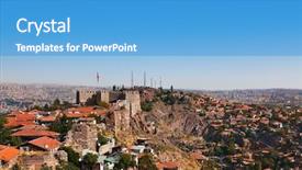  Presentation with architecture old - Audience pleasing presentation theme consisting of constraction - old fort in ankara turkey backdrop and a teal colored foreground