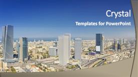  Presentation with panoramic london skyline iconic - PPT layouts with constraction - panoramic shot of tel aviv background and a ocean colored foreground