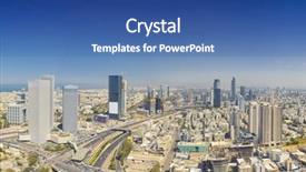 Presentation with panoramic - PPT theme consisting of constraction - panoramic shot of tel aviv background and a ocean colored foreground