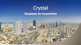  Presentation with panoramic - PPT layouts having constraction - panoramic shot of tel aviv background and a ocean colored foreground
