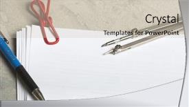  Presentation with compass - Slide deck having constraction civil engineering - paperclip pencil and compass background and a soft green colored foreground