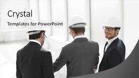  Presentation with rear view of bodyguard - Beautiful PPT theme featuring constraction civil engineering - rear view businessman and architects backdrop and a white colored foreground