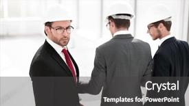  Presentation with new office - Presentation with constraction civil engineering - rear view businessman and architects background and a dark gray colored foreground