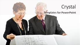 Presentation with senior couple - PPT layouts having constraction civil engineering - senior couple and house plans background and a white colored foreground