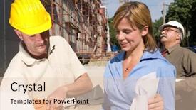  Presentation with civil engineering - Colorful theme enhanced with constraction civil engineering - team of architect backdrop and a lemonade colored foreground