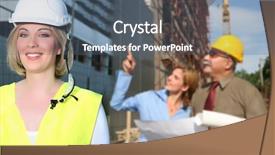  Presentation with conflict in construction - Presentation having constraction civil engineering - teh construction site background and a  colored foreground