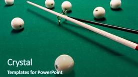  Presentation with billiard pool game nine ball - Presentation design having constraints - balls and the cue background and a ocean colored foreground
