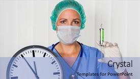  Presentation with surgical nurse - Colorful PPT theme enhanced with constraints - nurse or doctor in surgical backdrop and a teal colored foreground