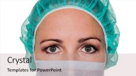  Presentation with stress nurse - Amazing PPT layouts having constraints - nurse or doctor in surgical backdrop and a mint green colored foreground