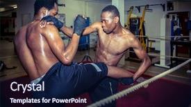  Presentation with fighters - Presentation theme with constraints - two african american fighters practicing background and a navy blue colored foreground