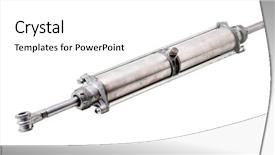  Presentation with cylinder - Beautiful slide deck featuring construcation mechanical electrical - pneumatic cylinder equipment backdrop and a white colored foreground
