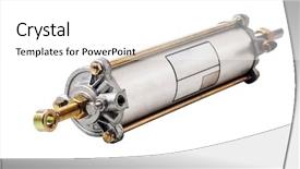  Presentation with cylinder - Presentation design consisting of construcation mechanical electrical - pneumatic cylinder equipment background and a white colored foreground
