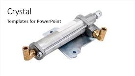  Presentation with cylinder - Beautiful PPT theme featuring construcation mechanical electrical - pneumatic cylinder equipment backdrop and a white colored foreground