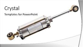  Presentation with cylinder - PPT theme having construcation mechanical electrical - pneumatic cylinder equipment background and a white colored foreground