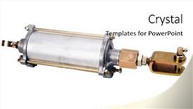  Presentation with cylinder - Slide deck consisting of construcation mechanical electrical - pneumatic cylinder equipment background and a white colored foreground