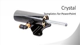  Presentation with cylinder - Theme consisting of construcation mechanical electrical - pneumatic cylinder equipment background and a white colored foreground