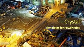  Presentation with building construction - Colorful presentation theme enhanced with roman silver coins covered in dirt ancient denarius backdrop and a gray colored foreground