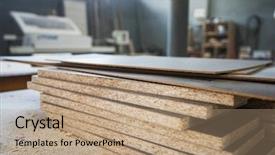  Presentation with antique wood furniture - Colorful PPT layouts enhanced with construct building process - wood materials for processing backdrop and a coral colored foreground