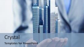  Presentation with buildings - Amazing PPT layouts having construction - buildings on the palm backdrop and a light blue colored foreground