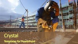  Presentation with welding - Colorful presentation theme enhanced with construction - foundation welding to receive concrete backdrop and a tawny brown colored foreground