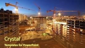  Presentation with tower - Slide set featuring construction - lots of tower cranes build background and a tawny brown colored foreground