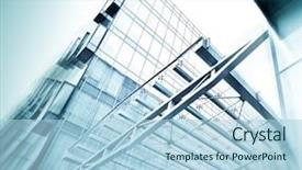  Presentation with high rise building - Slide set having construction - panoramic and perspective wide angle background and a light blue colored foreground