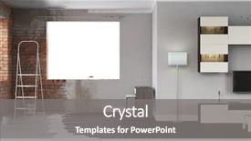  Presentation with renovation - Colorful slides enhanced with construction - renovation interior 3d render backdrop and a gray colored foreground