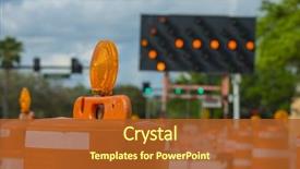  Presentation with road detour - Colorful slide set enhanced with construction - road closed signs detour traffic backdrop and a red colored foreground