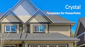  Presentation with house roof and roofing business - Audience pleasing slide set consisting of construction - roof of the house backdrop and a  colored foreground