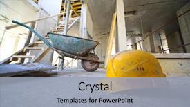  Presentation with concrete construction - Audience pleasing PPT theme consisting of construction - yellow hard hats and small backdrop and a light gray colored foreground