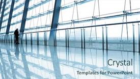  Presentation with modern reflective office buildings - PPT theme enhanced with abstract building - interior of modern office background and a sky blue colored foreground