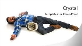  Presentation with landscape maintenance worker safety - Presentation theme enhanced with construction accidents - hispanic worker laying injured background and a white colored foreground