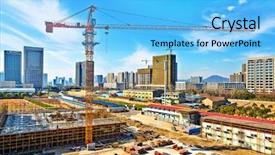  Presentation with tall building - Theme with construction activity of a tall background and a light blue colored foreground