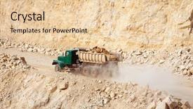  Presentation with trucking - PPT theme featuring construction aggregate trucking - dolomite mines background and a lemonade colored foreground