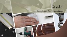  Presentation with house building - Slides featuring construction and building collage background and a mint green colored foreground