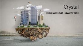  Presentation with construction design - Theme featuring construction and urban development mixed background and a light gray colored foreground