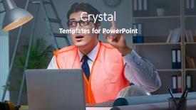  Presentation with late - Presentation having construction-architect-working-on-drawings background and a  colored foreground