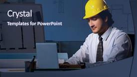  Presentation with project - Audience pleasing theme consisting of construction architect working on project backdrop and a  colored foreground