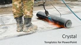  Presentation with roll - Amazing theme having construction asphalt - close-up process of roofing felt backdrop and a white colored foreground