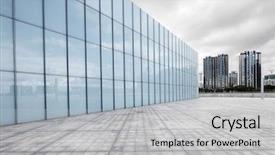  Presentation with square - Presentation design consisting of building architecture - empty modern square and skyscrapers background and a light gray colored foreground