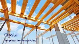  Presentation with concrete construction - Slide set with construction beam falsework for concrete background and a sky blue colored foreground
