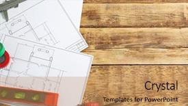  Presentation with mechanical engineering engineer tools - Beautiful theme featuring construction blueprintes - blueprints and engineer supplies backdrop and a coral colored foreground