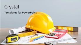  Presentation with construction tools - Presentation theme featuring construction blueprints with tools background and a lemonade colored foreground