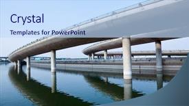  Presentation with bridge construction - PPT theme enhanced with construction bridge - highroad of a city background and a  colored foreground