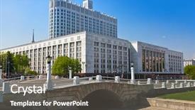  Presentation with bridge construction - Cool new PPT theme with construction bridge - white house - center backdrop and a  colored foreground