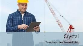  Presentation with computer repair - Cool new theme with construction building people and maintenance backdrop and a  colored foreground